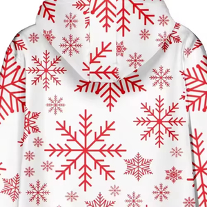Manta con Capucha con Diseño de Copos de Nieve Rojos, Manta de Forro Polar para Usar como Ropa, Unisex, Sublimación - Product Image 4