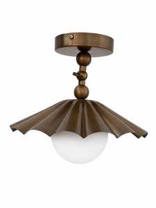 Brass Finish <b>Wall</b> Lamp Vintage Metal <b>Wall</b> <b>Sconce</b> Fluted Shade Globe <b>Light</b> for Bedroom Living Room - Product Image 3