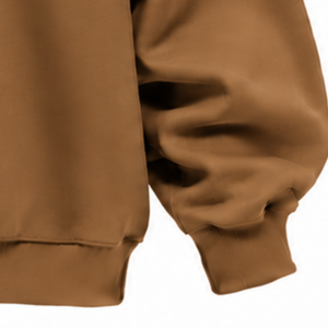 Sudadera Oversize Marrón Camel con Cuello Alto Simulado, Unisex, Ajuste Holgado, Manga Larga, Tejido Grueso, Estampado Personalizado, Estilo Casual Urbano - Product Image 5