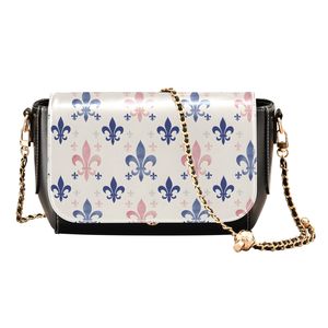 Bolso Bandolera con Estampado de Flor de Lis para Mujer, con Correa de Cadena, Bolso Cruzado con Solapa para Uso Diario - Product Image 1