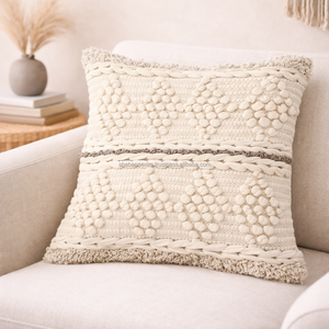 Housse de coussin carrée élégante blanche 26x26, style bohème, pour canapé, fauteuil, avec fermeture éclair - Product Image 5