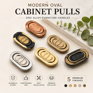 Modern Oval Metal Cabinet <b>Drawer</b> <b>Pull</b> Handles Flush Recessed Design for Workshop Kitchen Bedroom Sliding Doors-Durable Antirust - Product Image 1