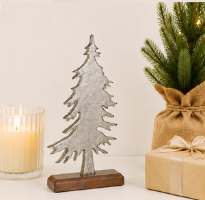 Handmade Hammered Metal Xmas <b>Tree</b> <b>Tabletop</b> Decoration Rustic Silver Embossed Christmas Sculpture For Festive Party And Winter - Product Image 6