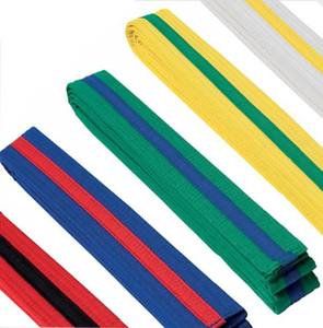 Ceintures d'arts martiaux personnalisées en gros, colorées, à double enroulement, pour Taekwondo, avec broderie de logo personnalisé, ceintures de Jiu Jitsu BJJ, extensibles à 100% - Product Image 2
