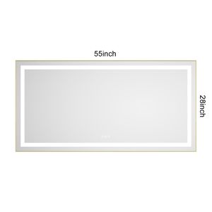 Specchio LED da Bagno 55 X 28 Pollici con Illuminazione Frontale e Posteriore, Montaggio a Parete, Cornice in Alluminio, Antiappannamento, Memoria, 3 Anni di Garanzia - Product Image 6