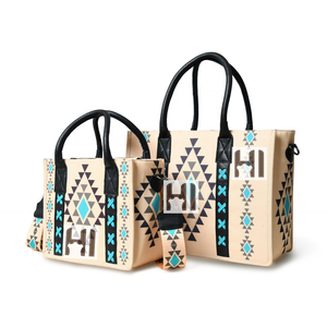 Bolso Tote de Lona Azteca Hecho a Mano para Mujer, Asa de Cuero Genuino, Bolso con Cremallera Ecológico - Product Image 6