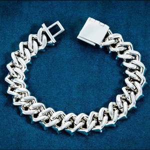 Luxury VVS Moissanite Diamond Baguette Cut Channel Setting 925 Sterling Silver Party wear Wrist Wear Bracelet For <b>Men</b> Women - Product Image 5