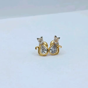 Elegant 22K Gold <b>Teardrop</b> Diamond <b>Stud</b> <b>Earrings</b> with Floral Accent Stylish Designer Jewellery for Women Daily Wear - Product Image 1