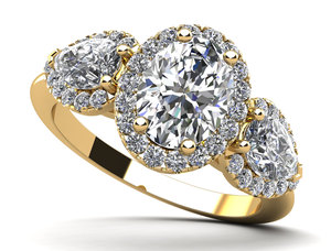 Anillo de Compromiso con Diamante Cultivado en Laboratorio, Corte Oval y Pera, Certificado por IGI, 1.25 Ct, Oro de 18K, Anillo de Fiesta con Pavé de Diamantes Creados en Laboratorio - Product Image 4