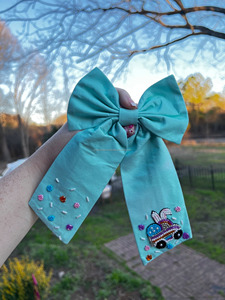 Pince à cheveux personnalisée à la main avec broderie et strass étoile pour enfants Cheerleading Team Bows - Product Image 3