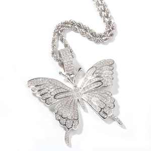 Collier pendentif papillon scintillant, bijoux de luxe streetwear, chaîne micro-incrustée, unisexe, pour tous les jours - Product Image 3