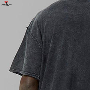 เสื้อยืดสตรีทแวร์คุณภาพสูง ล้างสีแบบแอซิดวอช ผ้าฝ้าย 100% สำหรับผู้ชาย ออกกำลังกายและสวมใส่สบายๆ ระบายอากาศได้ดี แห้งเร็ว - Product Image 5
