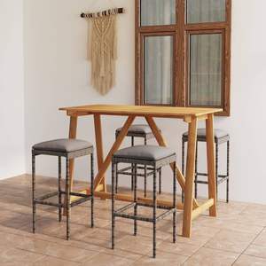 Conjunto de Bar para Jardín Mediano con Cubiertas Removibles de Madera de Acacia Sólida Gris, Muebles de Patio - Product Image 1
