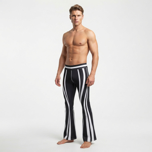 OEM Custom Stripe Printed <b>Men</b> Flare <b>Leggings</b> <b>Men</b> Sublimation Printed Full Length Tights Yoga Workout Pants <b>Men</b> Flare <b>Leggings</b> - Product Image 2