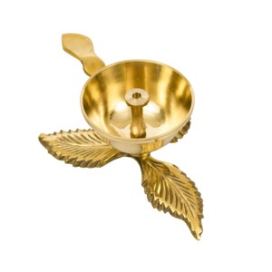 โคมไฟ nandha Diya 3ใบทองเหลืองสำหรับ Pooja ของขวัญและของตกแต่งบ้าน - Product Image 3