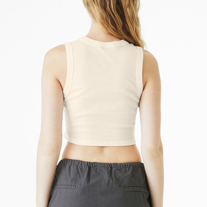 Débardeur court noir sans coutures pour femme, style streetwear, avec design personnalisé au dos, sans manches - Product Image 3