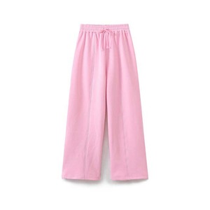 Pantalones Deportivos Anchos de Color Rosa, Cintura Elástica, Corte Holgado Informal, Tela de Felpa, Pantalones de Primavera para Mujer, Nueva Llegada - Product Image 1