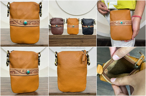 OEM sac banane en cuir usiné à la main de qualité supérieure de grande capacité pour femmes sacs de ceinture pour téléphone portable pochette de hanche en cuir de vachette pour moto - Product Image 3