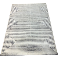 Tapis moderne en laine tuftée à la main noir et blanc 25 KPSI, motif géométrique rectangulaire concentrique en labyrinthe, tapis et moquette pour la décoration