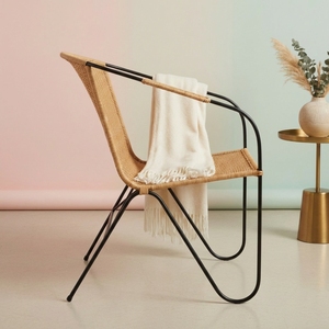Modern Rattan <b>Dining</b> Chair Nordic Minimalist Wicker <b>Armchair</b> Eco-Friendly Ergonomic Rattan Legs Luxury Cafe Restaurant Outdoor - Product Image 3