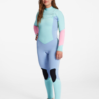 Conjunto de 2 Piezas para Mujer, Traje de Neopreno de Cuello Alto con Bloques de Color, Pantalones Largos Elásticos, Ecológico, con Logotipo Frontal