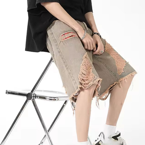Shorts en jean pour homme de qualité supérieure avec strass, shorts en jean personnalisés avec shorts en toile de haute qualité, taille mi-haute, élastiques et respirants - Product Image 5