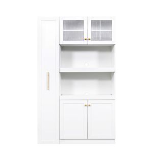 Armadio Dispensa Multifunzionale a 4 Ante Stile Fattoria con Ripiano Estraibile per Uso in Cucina - Product Image 5