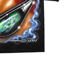 <b>Men's</b> Black Short Sleeve T-Shirt With Neon Lightning Pattern Print Street Style O-Neck Regular Fit Cotton Jersey - Product Image 2