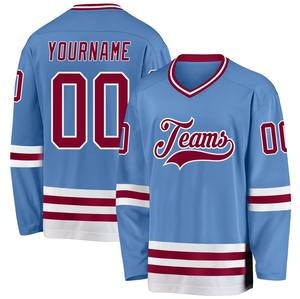 Maillot de hockey sur glace pour équipe, 100 % polyester, couleurs personnalisées, logo, numéro, impression par transfert thermique et broderie, nom d'équipe personnalisé pour les clubs - Product Image 1