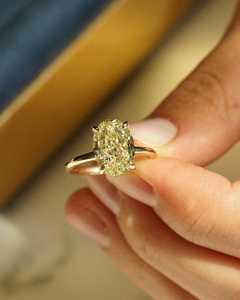 Anillo Solitario de Diamante Ovalado de Color Amarillo Intenso, Certificado IGI, Cultivado en Laboratorio, 3.01CT, con Oro Sólido de 14K, Joyería Única para Regalo de Fiesta - Product Image 3