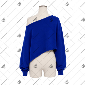 Wholesale Greek Sigma Gamma Rho Sorority Clothing Women’s Embroidered Asymmetrical Off Shoulder Crop Sweatshirt <b>Top</b> - Product Image 2