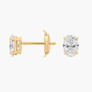 14K White Gold Oval Cut Lab Grown Diamond <b>Stud</b> <b>Earrings</b> - Product Image 2