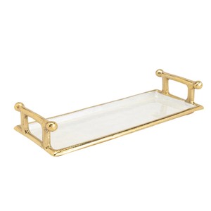 Luxury Antique Brass <b>Ribbon</b> Tray with Bow Handles Elegant Gold Decorative Serving Tray for Home Decor <b>Weddings</b> Decor - Product Image 2