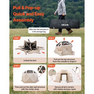 Gazebo Pop-up 3,6 x 3,6 m con Zanzariera, Tenda Sferica a 13 Lati per Campeggio con Tetto Rimovibile, Montaggio Rapido, Borsa per il Trasporto Inclusa - Product Image 5