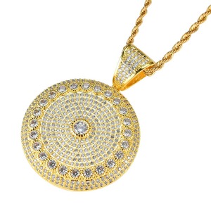 Hiphop Custom Moissanite Pendant with <b>Chain</b> Brass <b>Iced</b> <b>Out</b> Big Round Charm Bling Fashion Necklaces - Product Image 3