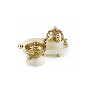 Marble Incense Burner Set with Gold Accents and Black Bowl for Aromatherapy Use - Product Image 2