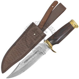 มีดโบวี่เหล็กดามัสกัสแบบปรับแต่งได้ รุ่นใหม่ล่าสุด ด้ามไม้ คมกริบ เหมาะสำหรับเอาตัวรอด ใช้ล่าสัตว์กลางแจ้ง - Product Image 2