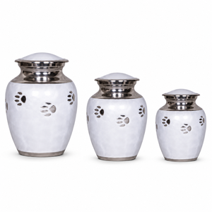 Urna de Cremación para Mascotas de Metal con Diseño de Huella de Pata, Estilo Americano Moderno, Acabado en Estaño Pulido, Ecológica, Hecha a Mano, para Cenizas de Perros y Gatos - Product Image 4