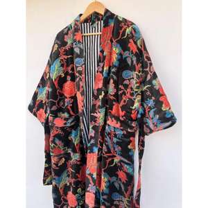 Robe Kimono en Velours Floral Bohème Élégante, Vêtement de Nuit Doux à Manches Longues de Haute Qualité pour Femme, Longueur Genou, Idéal Cadeau - Product Image 2