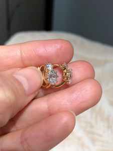 Boucles d'oreilles créoles en moissanite taille ovale et ronde, en argent 925 plaqué or, bijoux fins pour fiançailles, cadeau pour femme - Product Image 5