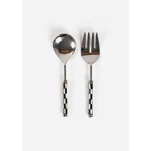 Ensemble de cuillères et fourchettes à salade en acier inoxydable noir mat, design moderne, manche long, ustensiles de cuisine en métal pour hôtel - Product Image 5