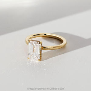 Anillo de Diamante Cultivado en Laboratorio con Corte Esmeralda, Color D, Oro Sólido de 14K/18K, Clásico, Certificado IGI/GIA, Joyería de Compromiso y Boda para Mujer - Product Image 1