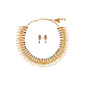 Traditional Matte Pearl <b>Necklace</b> <b>and</b> <b>Earring</b> <b>Set</b> for <b>Bridal</b> Festival - Product Image 2