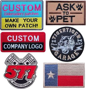 Patch circulaire brodé à coudre ou thermocollant en feutre non tissé avec boucle auto-agrippante pour vêtements - Product Image 3
