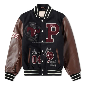 Veste universitaire pour homme Manches en cuir de qualité supérieure Encolure des ourlets Poignets côtelés Logo personnalisé Uniforme de baseball universitaire - Product Image 4