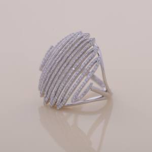 IGI Certified Multi Row Pavé Round Diamond Statement Dome <b>Ring</b> In 14K Yellow / White & Rose Gold - Product Image 2