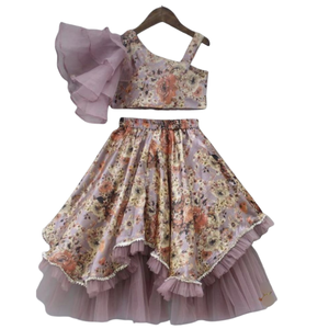 Conjunto de Lehenga Choli Moderno Premium para Niñas, Ropa Festiva con Estampado Floral y Capas de Tela Suave para Fiestas - Product Image 4