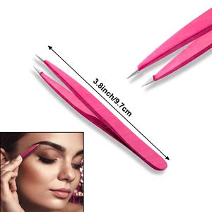 Manufacturer Pink Slant and Point Tip <b>Eyebrow</b> Tweezer in Bulk for <b>Women</b> & Men Premium Anti Static Pure Steel Material - Product Image 2
