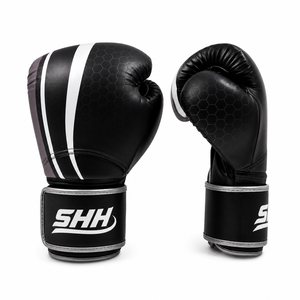 Premium Lightweight Full Finger Black White PU Laced Waterproof <b>Boxing</b> <b>Gloves</b> with Custom Logo for Wholesale - Product Image 2