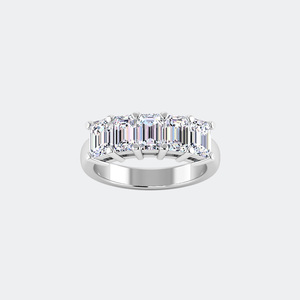 4.00CTW Emerald Cut Prong Set Five-<b>Stone</b> Band Ring 10K Gold Plated Lab Grown Diamonds Luxury - Product Image 5